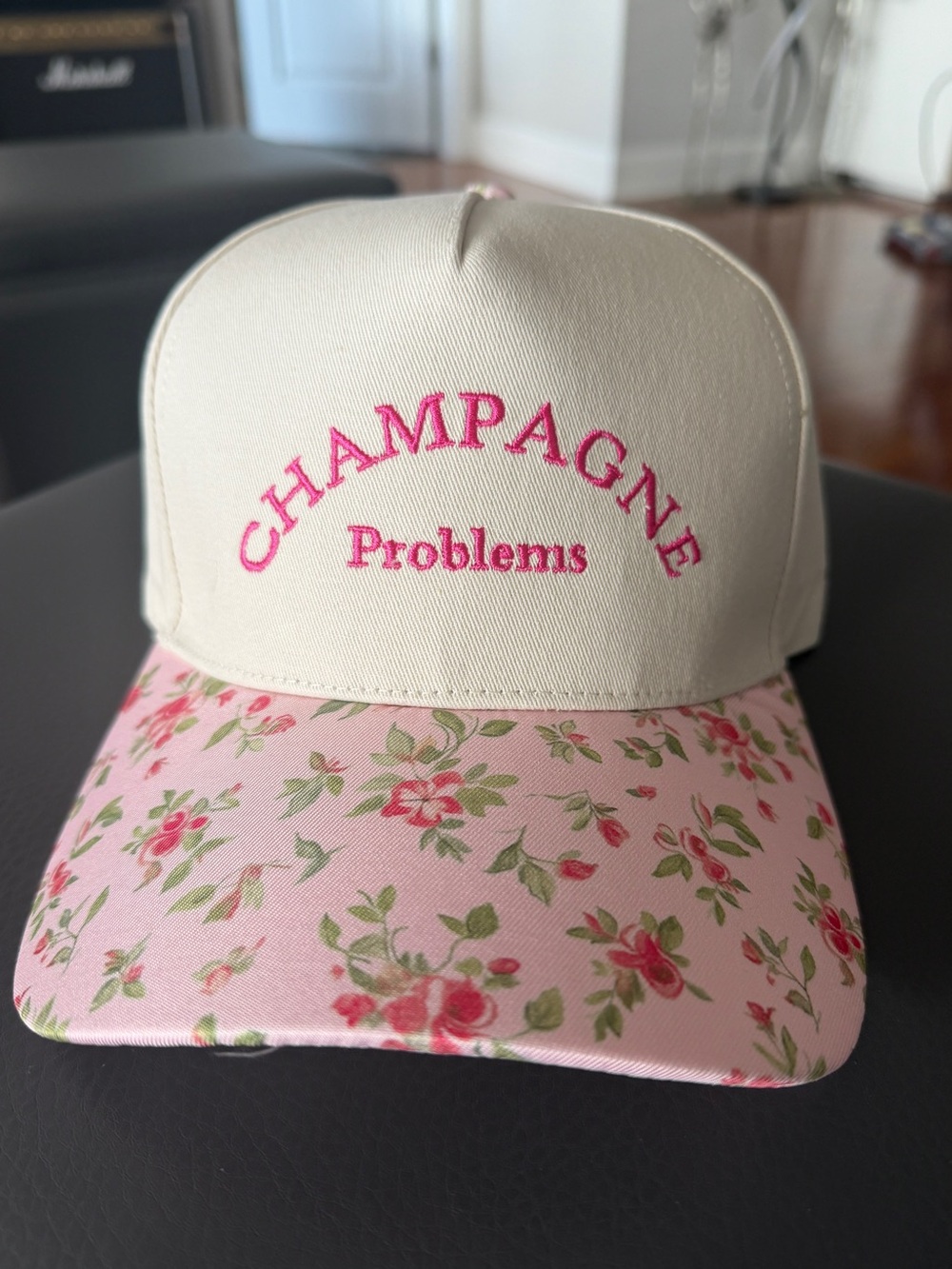 Champagne Problems Floral Pink & Cream Cap